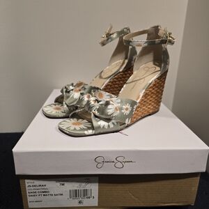 Jessica Simpson Women's Floral Wedge Sandals - Green